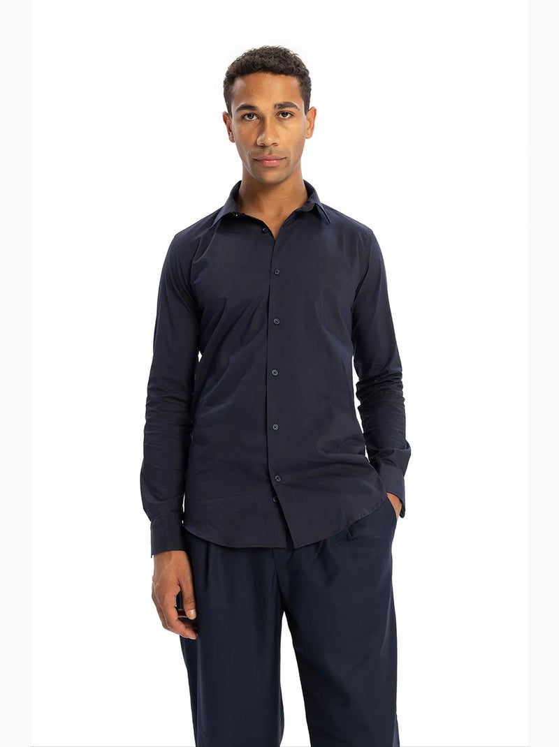 Chemise homme slim en popeline de coton giesto Bleu marine - Kiabi