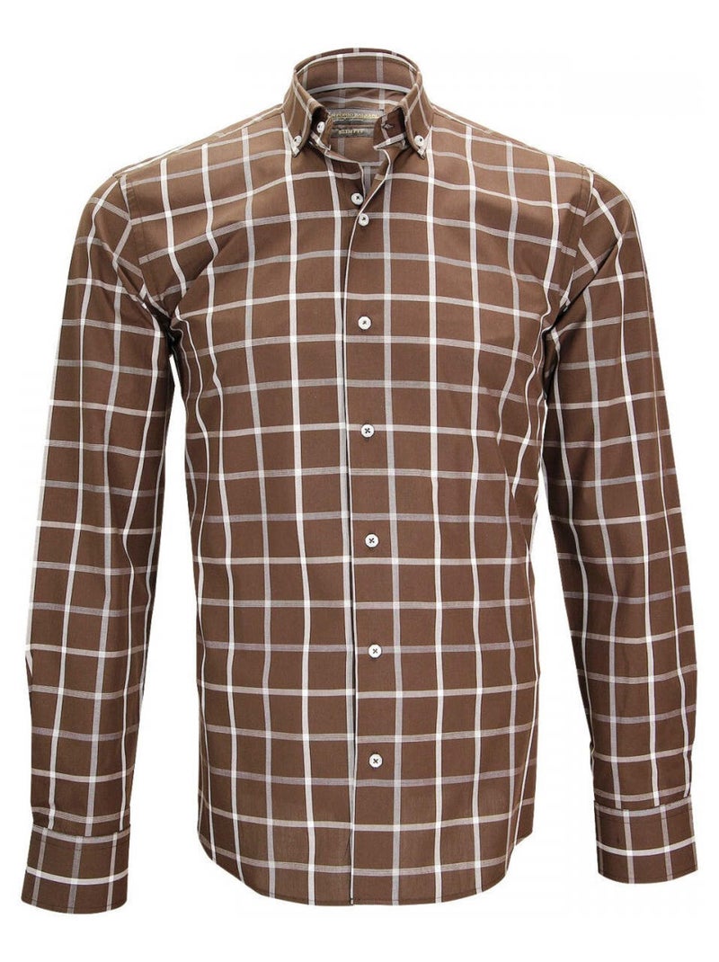 Chemise homme sport coupe cintrée MATTONELLA Emporio balzani Marron , 40 Marron - Kiabi