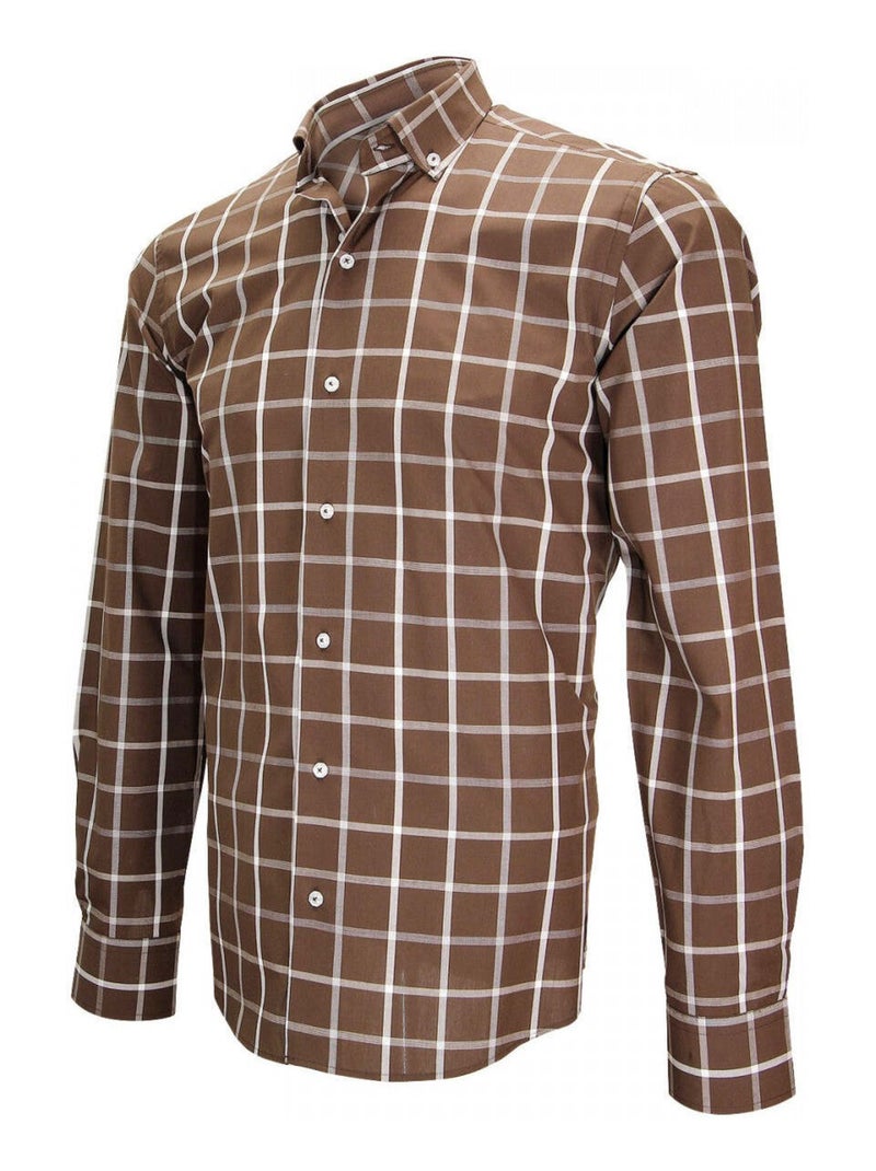 Chemise homme sport coupe cintrée MATTONELLA Emporio balzani Marron , 40 Marron - Kiabi