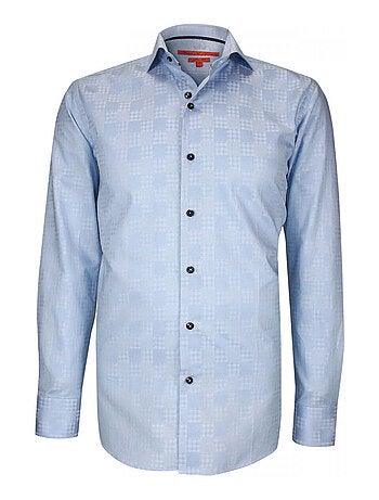 Chemise homme tissu à motifs coupe cintrée CHECKER Andrew Mac Allister Bleu , 40