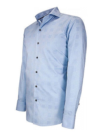 Chemise homme tissu à motifs coupe cintrée CHECKER Andrew Mac Allister Bleu , 40