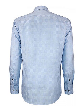 Chemise homme tissu à motifs coupe cintrée CHECKER Andrew Mac Allister Bleu , 40