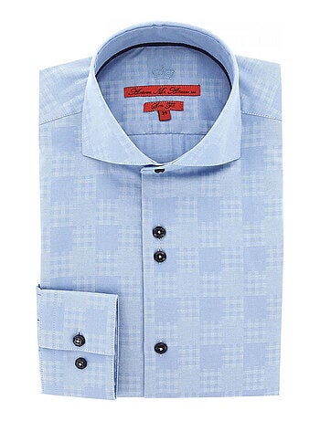 Chemise homme tissu à motifs coupe cintrée CHECKER Andrew Mac Allister Bleu , 40