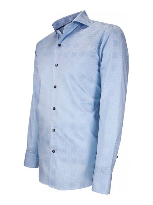 Chemise homme tissu à motifs coupe cintrée CHECKER Andrew Mac Allister Bleu , 40 - Kiabi