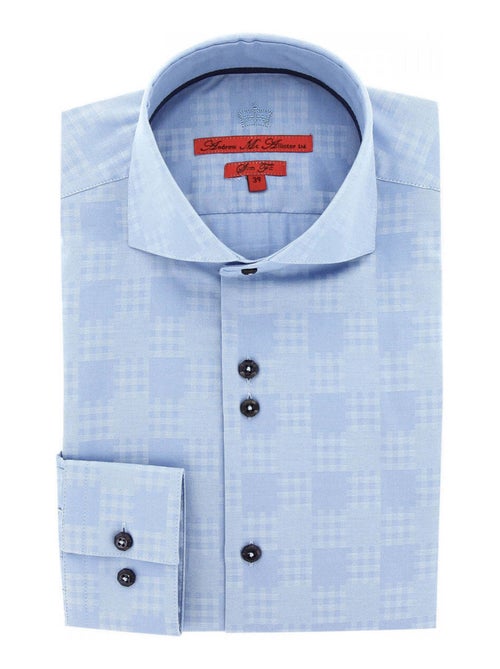 Chemise homme tissu à motifs coupe cintrée CHECKER Andrew Mac Allister Bleu , 40 - Kiabi