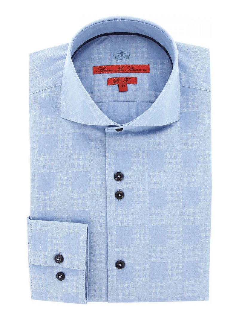 Chemise homme tissu à motifs coupe cintrée CHECKER Andrew Mac Allister Bleu , 44 Bleu - Kiabi