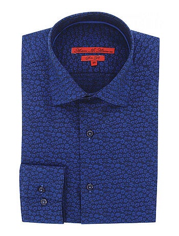 Chemise homme tissu à motifs coupe cintrée FLOWER Andrew Mac Allister Bleu , 43