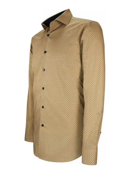 Chemise homme tissu à motifs coupe cintrée PARTY Andrew Mac Allister Beige , 40 - Kiabi