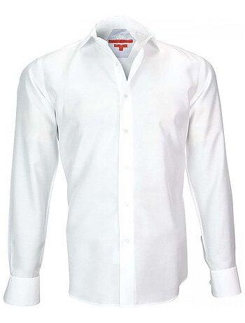 Chemise homme tissu armuré coupe cintrée LEEDS Andrew Mac Allister Blanc , Bleu , 39