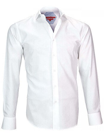 Chemise homme tissu armuré coupe cintrée LEEDS Andrew Mac Allister Blanc , Bleu , 39