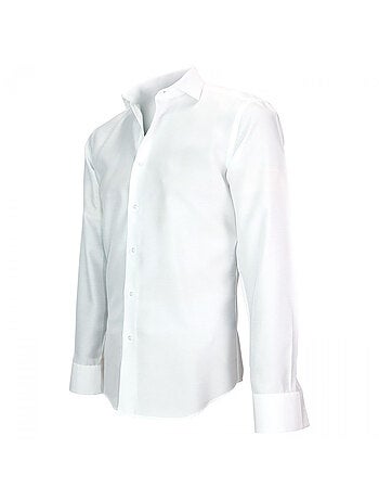 Chemise homme tissu armuré coupe cintrée LEEDS Andrew Mac Allister Blanc , Bleu , 39