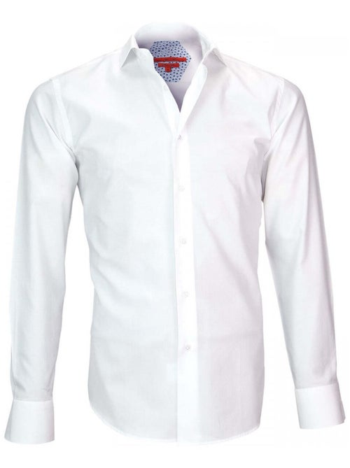 Chemise homme tissu armuré coupe cintrée LEEDS Andrew Mac Allister Blanc , Bleu ciel , 39 - Kiabi
