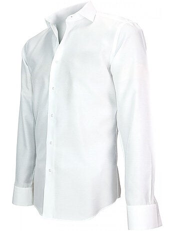 Chemise homme tissu armuré coupe cintrée LEEDS Andrew Mac Allister Blanc , Bleu , 39
