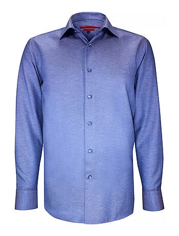 Chemise homme tissu armuré coupe cintrée POINT Andrew Mac Allister Bleu marine , 42