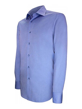 Chemise homme tissu armuré coupe cintrée POINT Andrew Mac Allister Bleu marine , 42