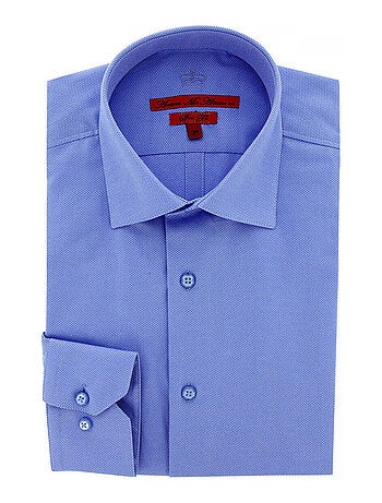 Chemise homme tissu armuré coupe cintrée POINT Andrew Mac Allister Bleu marine , 42