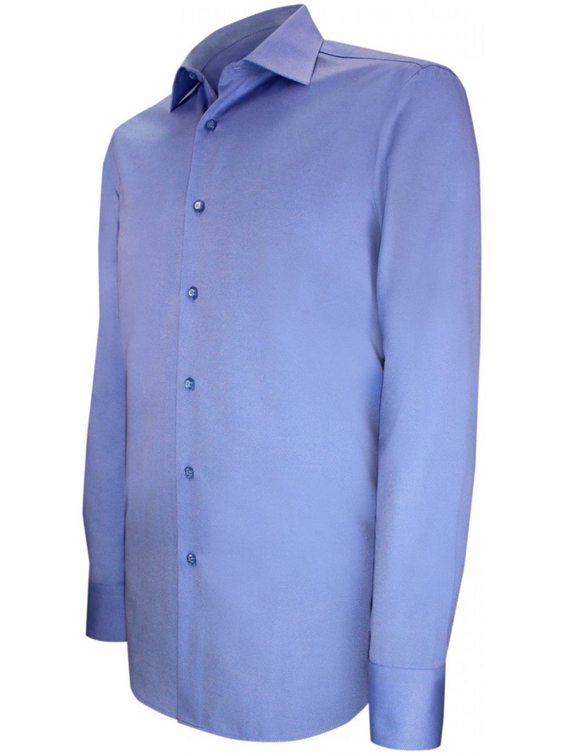Chemise homme tissu armuré coupe cintrée POINT Andrew Mac Allister Bleu clair - Kiabi