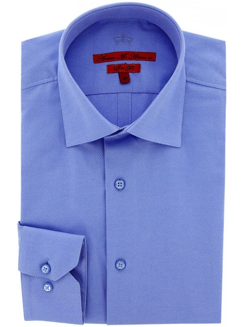 Chemise homme tissu armuré coupe cintrée POINT Andrew Mac Allister - Kiabi