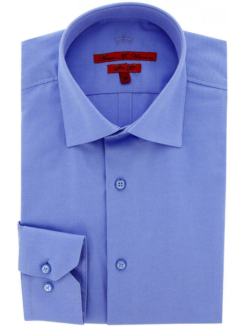 Chemise homme tissu armuré coupe cintrée POINT Andrew Mac Allister Bleu clair - Kiabi