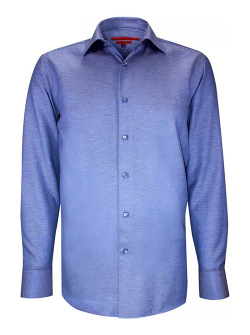 Chemise homme tissu armuré coupe cintrée POINT Andrew Mac Allister Bleu marine , 42 - Kiabi
