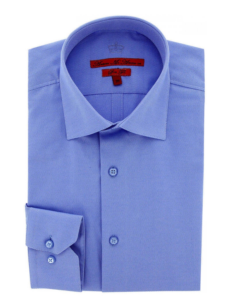 Chemise homme tissu armuré coupe cintrée POINT Andrew Mac Allister Bleu marine , 42 Bleu marine - Kiabi