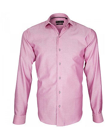 Chemise homme tissu armuré coupe cintrée PORFIRIO Emporio balzani Rose , 41