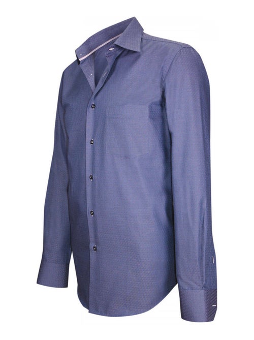 Chemise homme tissu armuré coupe cintrée WOVEN Andrew Mac Allister Bleu , 41 - Kiabi