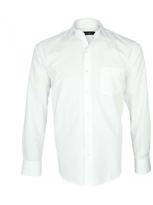 Chemise homme tissu armuré coupe droite CLASSICO Emporio balzani Blanc , Blanc , 40 - Kiabi