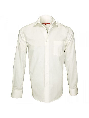 Chemise homme tissu armuré coupe droite SAINT JAMES Andrew Mac Allister Beige , 39