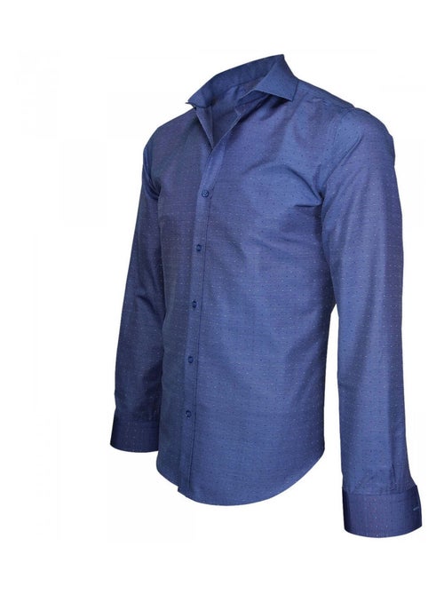 Chemise homme tissu armurée coupe cintrée ARCHWAY Andrew Mac Allister Bleu indigo , 45 - Kiabi