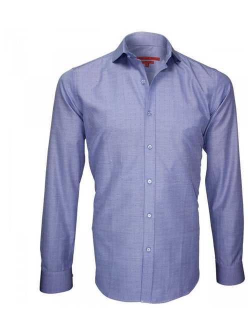 Chemise homme tissu armurée coupe cintrée ARCHWAY Andrew Mac Allister Bleu indigo , 45 - Kiabi