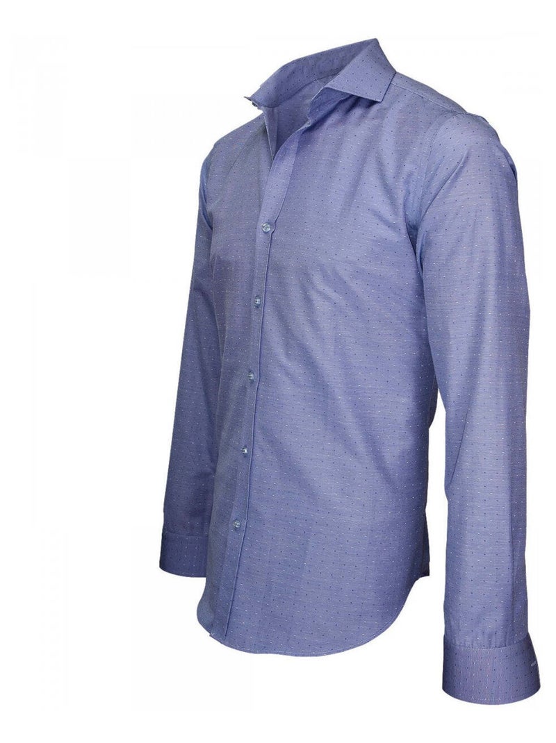 Chemise homme tissu armurée coupe cintrée ARCHWAY Andrew Mac Allister Bleu indigo , 45 Indigo - Kiabi
