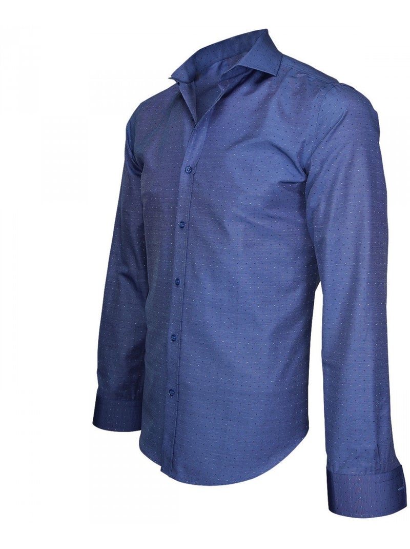 Chemise homme tissu armurée coupe cintrée ARCHWAY Andrew Mac Allister Indigo - Kiabi