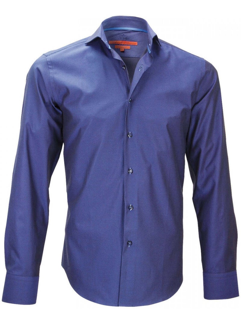 Chemise homme tissu armurée coupe cintrée HOOD Andrew Mac Allister Bleu , 42 Bleu - Kiabi