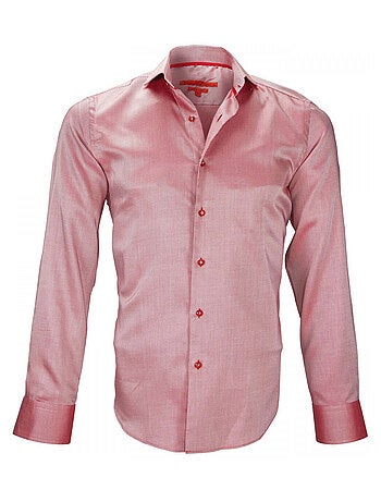 Chemise homme tissu armurée coupe cintrée HOOD Andrew Mac Allister Rouge , 39
