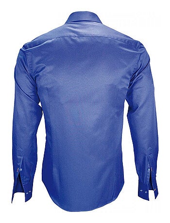 Chemise homme tissu armurée coupe cintrée SAPHIRE Emporio balzani Bleu , 39