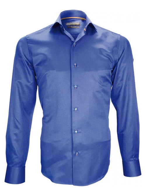 Chemise homme tissu armurée coupe cintrée SAPHIRE Emporio balzani Bleu , 39 - Kiabi