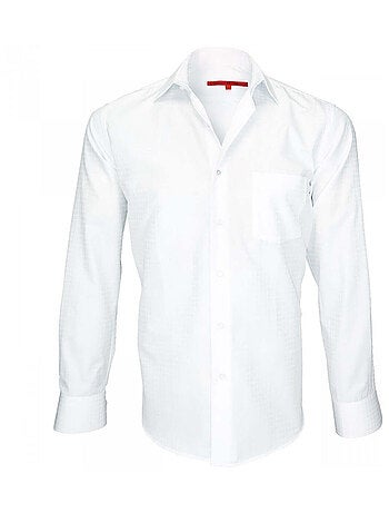 Chemise homme tissu armurée coupe droite BUSINESS Andrew Mac Allister Blanc , Blanc , 41