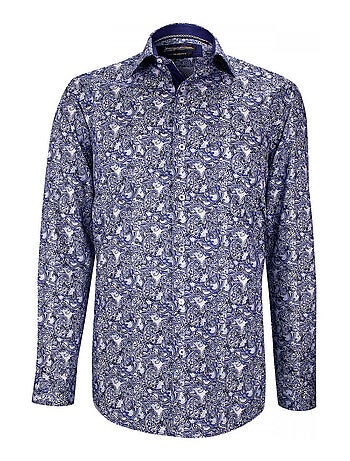 Chemise homme tissu imprimé coupe cintrée CASHMO Emporio balzani Bleu , Rouge , Blanc , 40
