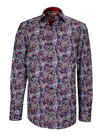 Chemise homme tissu imprimé coupe cintrée CASHMO Emporio balzani Bleu , Rouge , Blanc , 40
