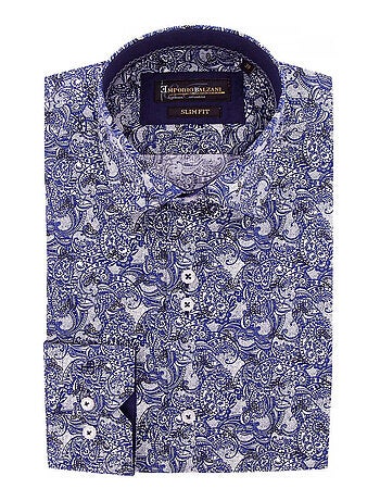 Chemise homme tissu imprimé coupe cintrée CASHMO Emporio balzani Bleu , Rouge , Blanc , 40