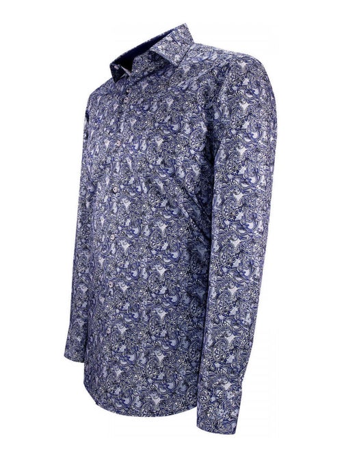 Chemise homme tissu imprimé coupe cintrée CASHMO Emporio balzani Bleu , Rouge , Blanc , 40 - Kiabi