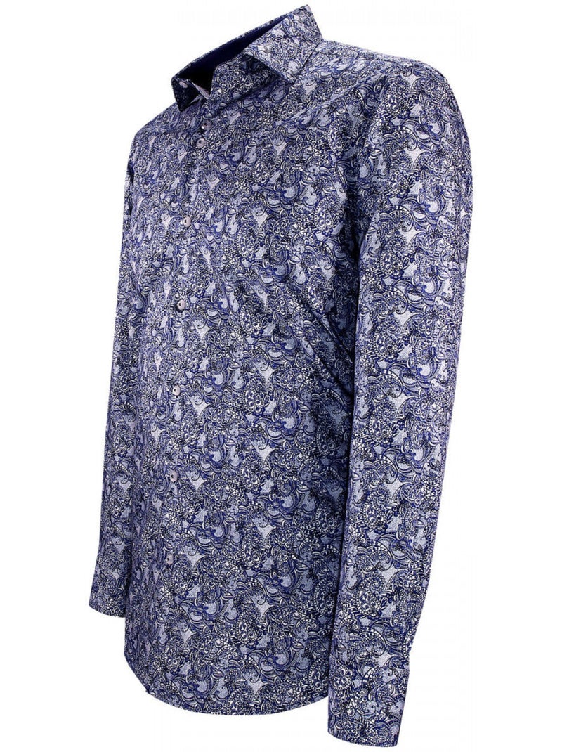 Chemise homme tissu imprimé coupe cintrée CASHMO Emporio balzani Bleu Rouge Blanc - Kiabi
