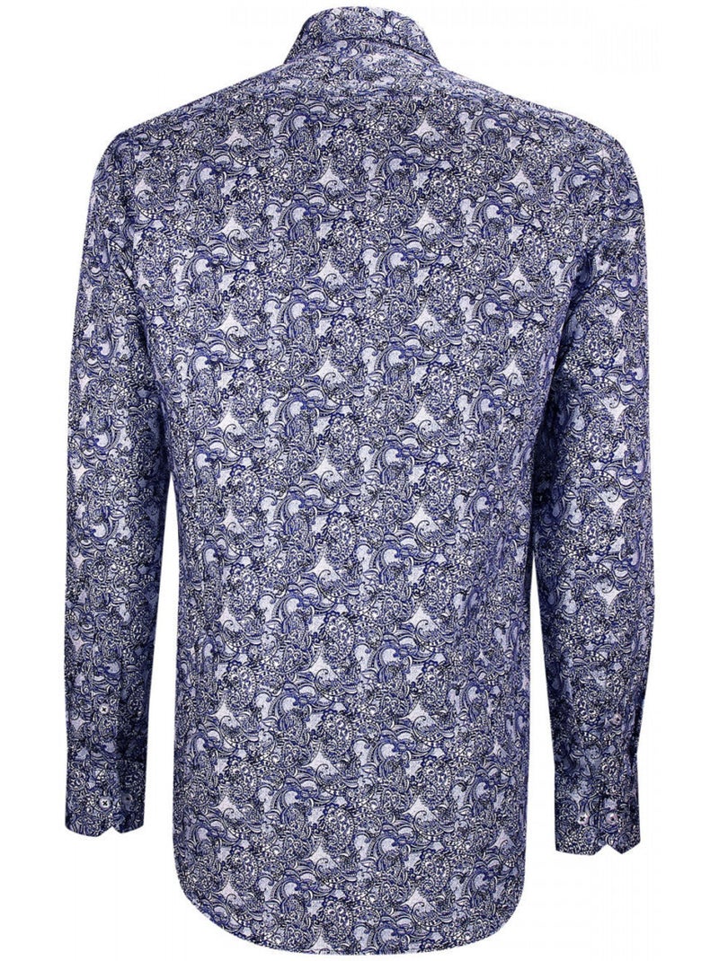 Chemise homme tissu imprimé coupe cintrée CASHMO Emporio balzani Bleu Rouge Blanc - Kiabi