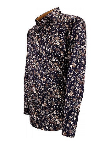 Chemise homme tissu imprimé coupe cintrée FIORA Emporio balzani Bleu , 42