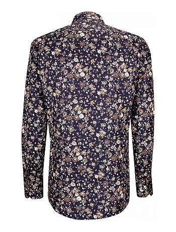 Chemise homme tissu imprimé coupe cintrée FIORA Emporio balzani Bleu , 42