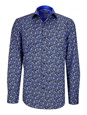 Chemise homme tissu imprimé coupe cintrée FIORA Emporio balzani Bleu , 42