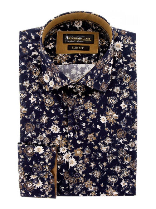 Chemise homme tissu imprimé coupe cintrée FIORA Emporio balzani Bleu , 42 - Kiabi