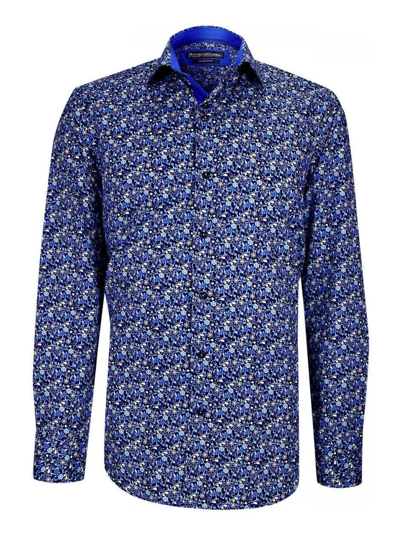 Chemise homme tissu imprimé coupe cintrée FIORA Emporio balzani Bleu , 42 Bleu - Kiabi