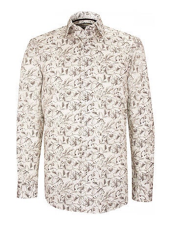 Chemise homme tissu imprimé coupe cintrée FOGLIO Emporio balzani Blanc , 39
